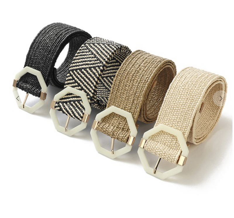 Octagon Buckle Elastic Belt