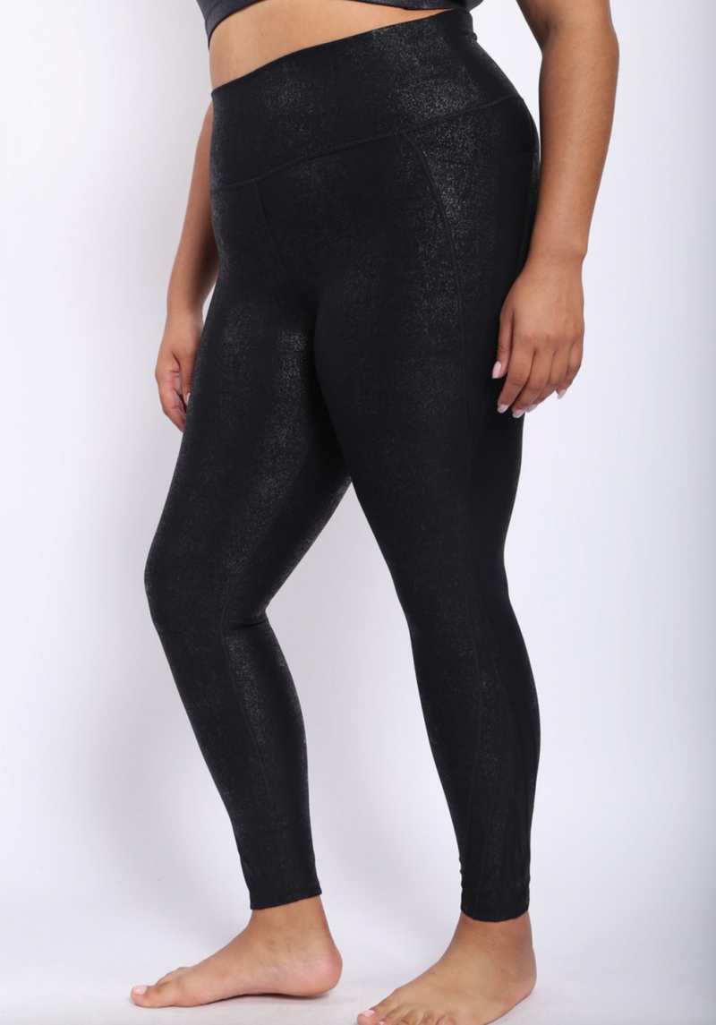 Black Foil Leggings - Plus Size