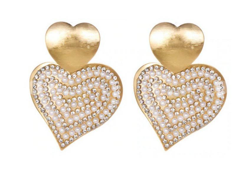 Pearl Heart Earrings