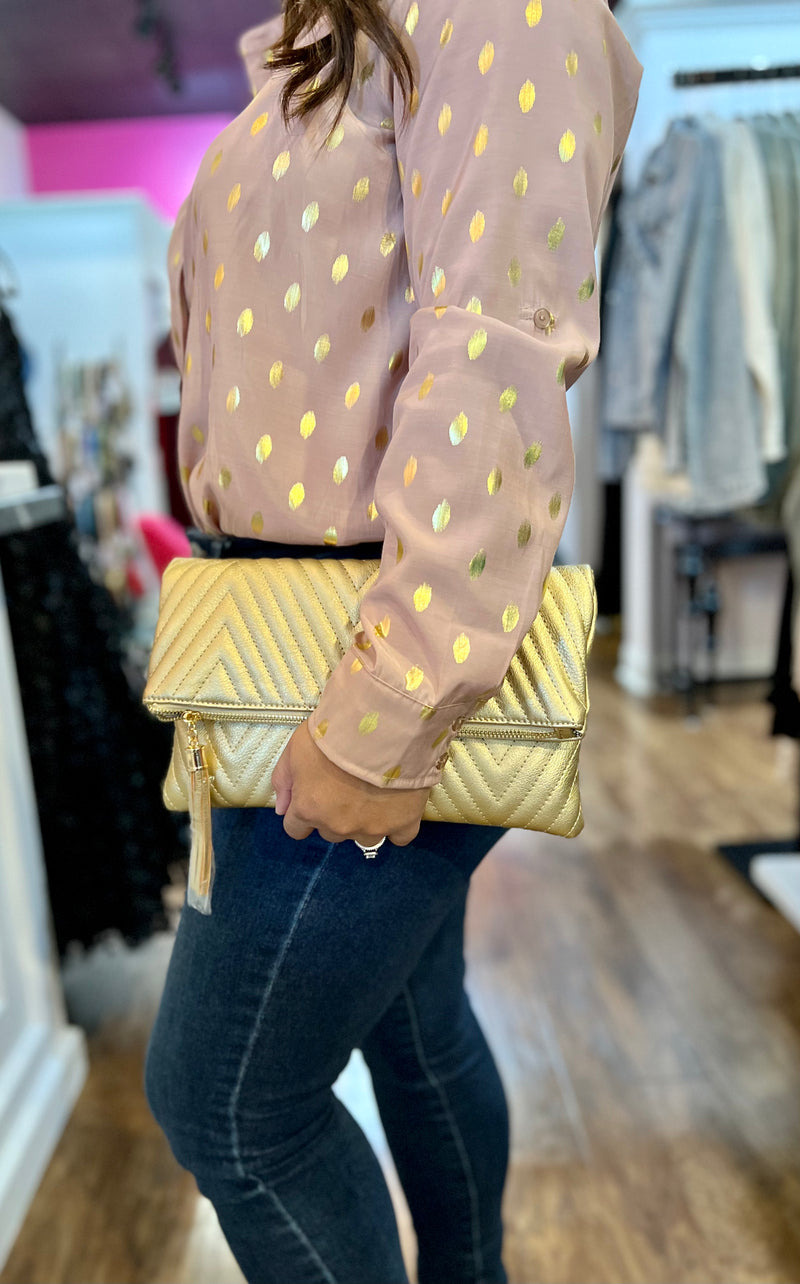 Chevron Quilted Clutch