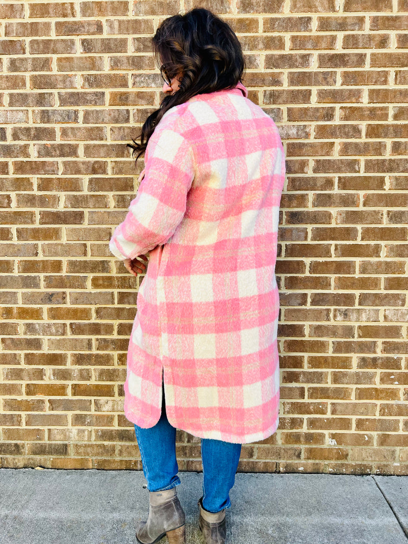 Pink & Powerful in Plaid Shacket