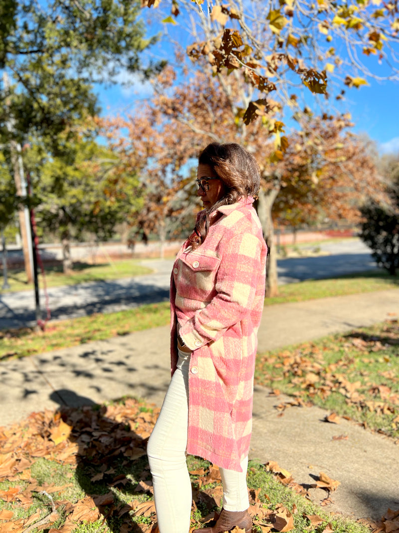 Pink & Powerful in Plaid Shacket
